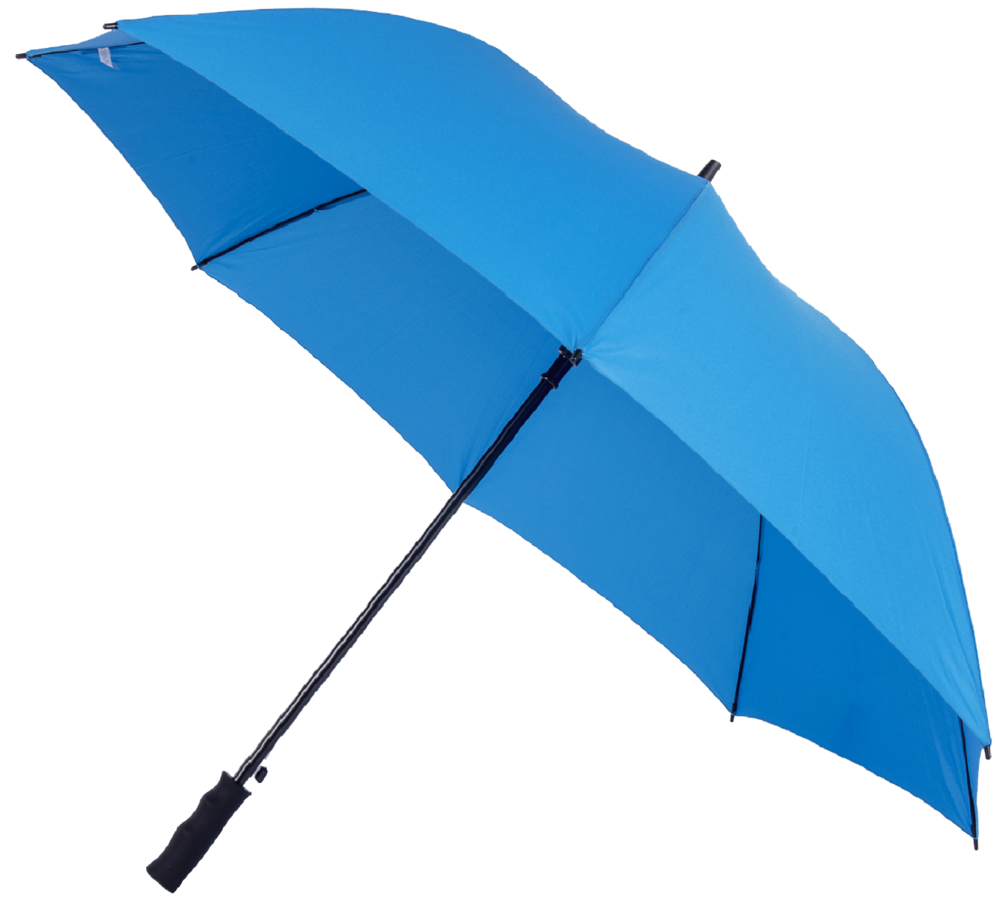 grote lichtblauwe paraplu met bedrukking