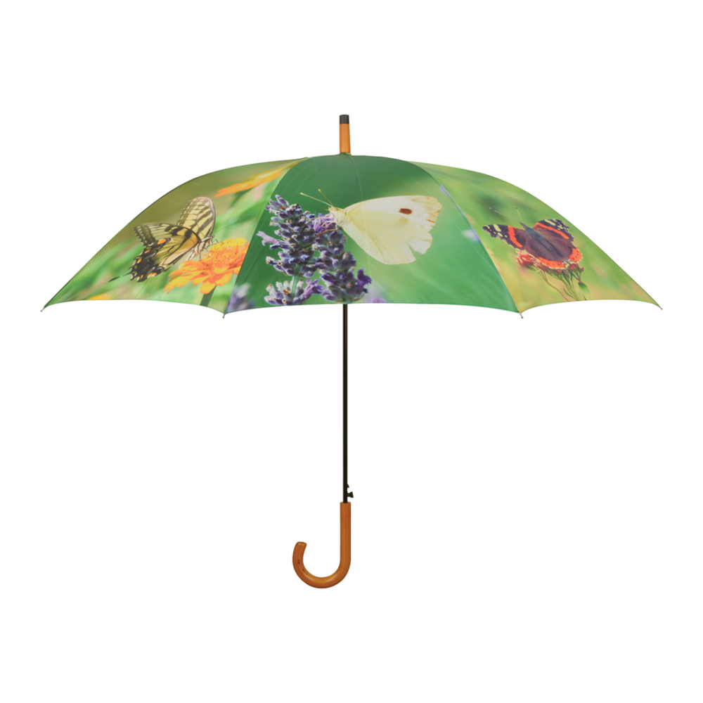 vlinderparaplu met houten handvat