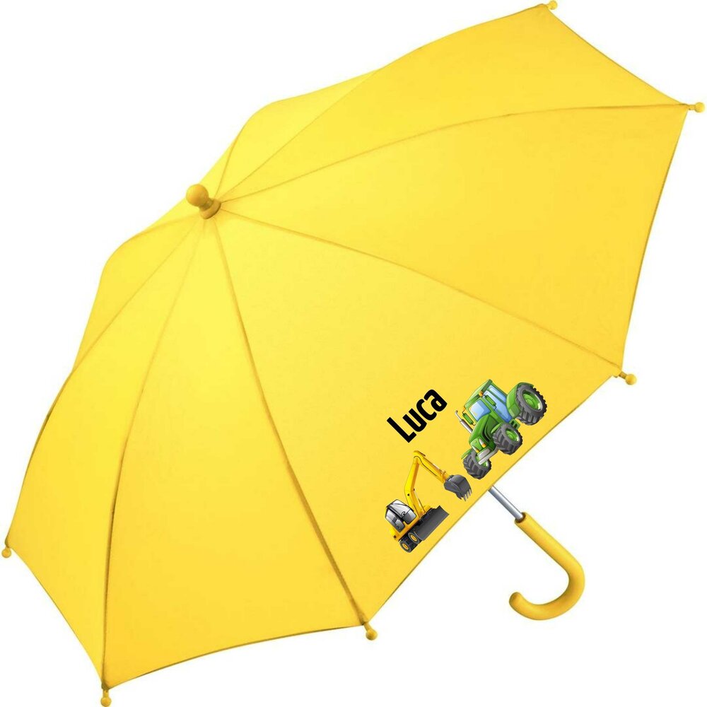 gele paraplu met trekker voor kinderen