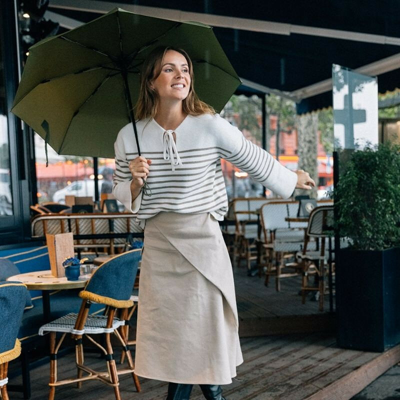 Compacte Automatische Luxe Eco Paraplu Kaki van Gerecycled PET-Smati- 8181