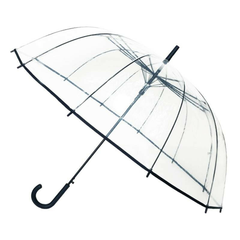 Grote transparante paraplu met zwarte rand 102 cm