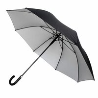 Bedrukte zilver/zwarte Paraplu  met haak  windproof , automaat &Oslash; 120 cm