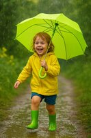 kind met lime paraplu