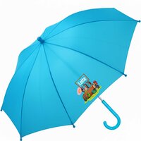 Kinderparaplu met naam &ndash; Zingende Kevers in blauw. Gepersonaliseerd met de naam van je kind en vrolijke keverprints.