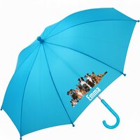 Kinderparaplu met naam &ndash;honden  in blauw, gepersonaliseerd met de naam van je kind.
