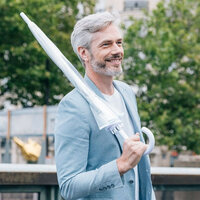 Grote transparante paraplu met witte rand &ndash; 102 cm