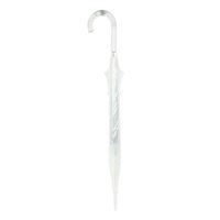 Transparante Smati paraplu in stolpvorm met witte rand, automatische opening en 8 stevige baleinen van glasvezel.