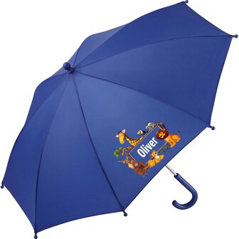 Kinderparaplu met eigen naam oerwouddieren venster afbeelding, al vanaf 1 stuks.