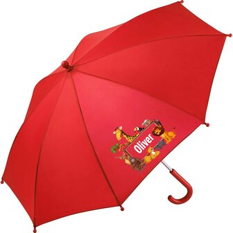Kinderparaplu met eigen naam oerwouddieren venster afbeelding, al vanaf 1 stuks.