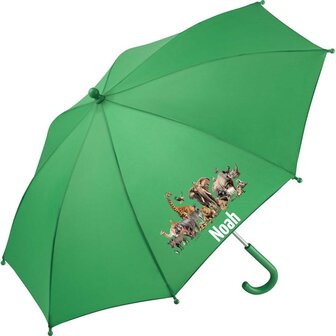 Kinderparaplu met eigen naam oerwouddieren zonder venster afbeelding, al vanaf 1 stuks.