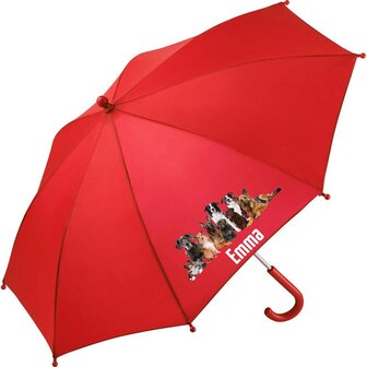 Kinderparaplu met eigen naam en honden afbeelding, al vanaf 1 stuks.