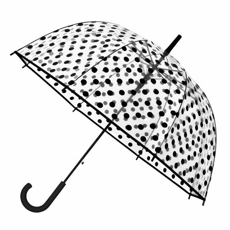 Falconetti zwarte stippen paraplu doorzichtig