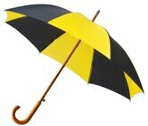 geel/zwarte paraplu met bedrukking