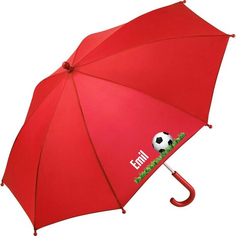 Kinderparaplu met naam – Bal in rood, kleurrijke  bal en personalisatie.