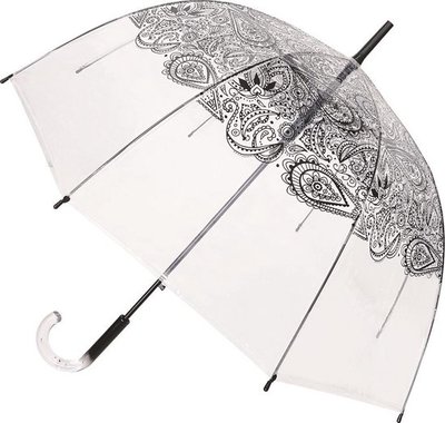 Smati Paisley Windproof - Transparent - Auto Open - ø 85 cm - Paisley Zwart