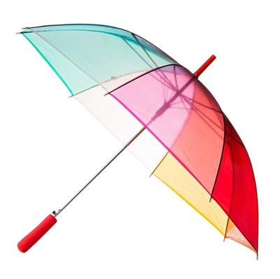 Doorzichtige Regenboogparaplu - Rood