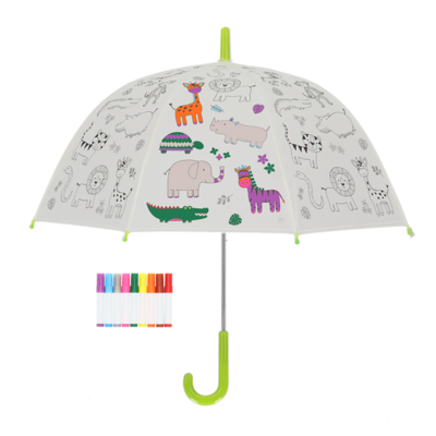 Kinder paraplu jungle om zelf in te kleuren  met stiften-PIY