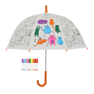 kinderparaplu  poezen om zelf in te kleuren met stiften-PIY